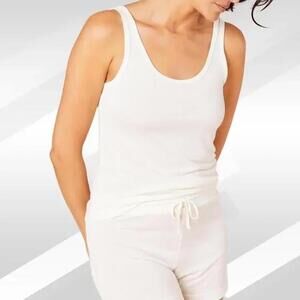 2/$30 Andie The Scoop Tank Bamboo Jersey Snow Size L | Soft Everyday Basic
